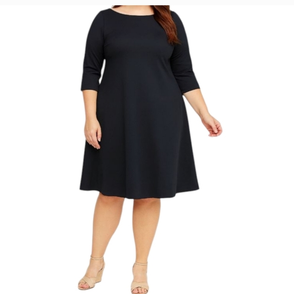 Lane Bryant Dresses & Skirts - Lane Bryant Black Swing Three Quarter Sleeve Dress 16